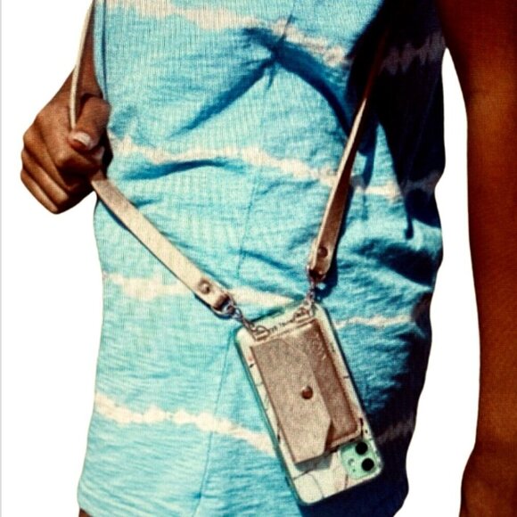 Ellie NEW Gold Phone Pocket RFID Crossbody Card Case Purse Strap Vegan #84A - Picture 5 of 6
